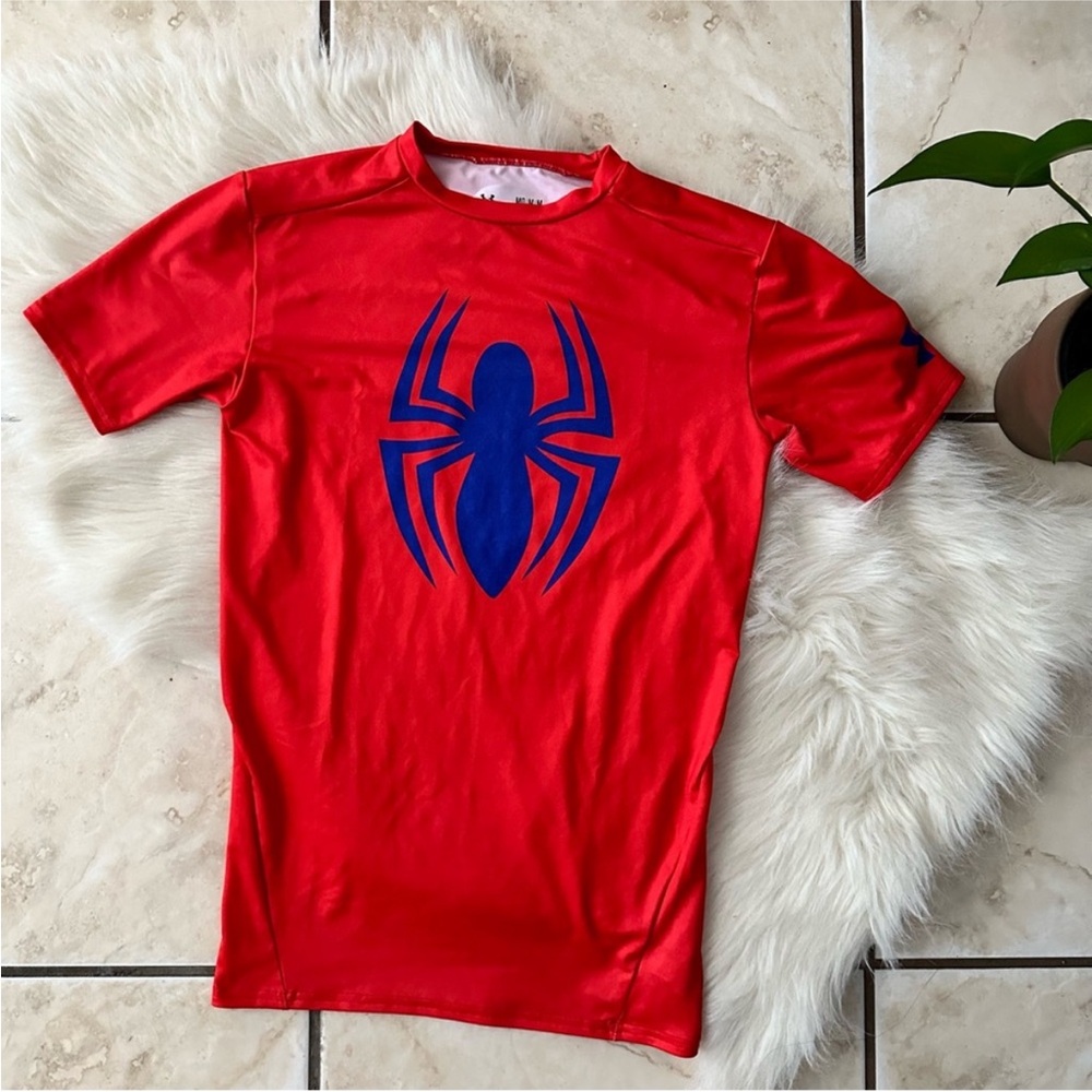 Under Armour Red Tee with Blue Spider Graphic